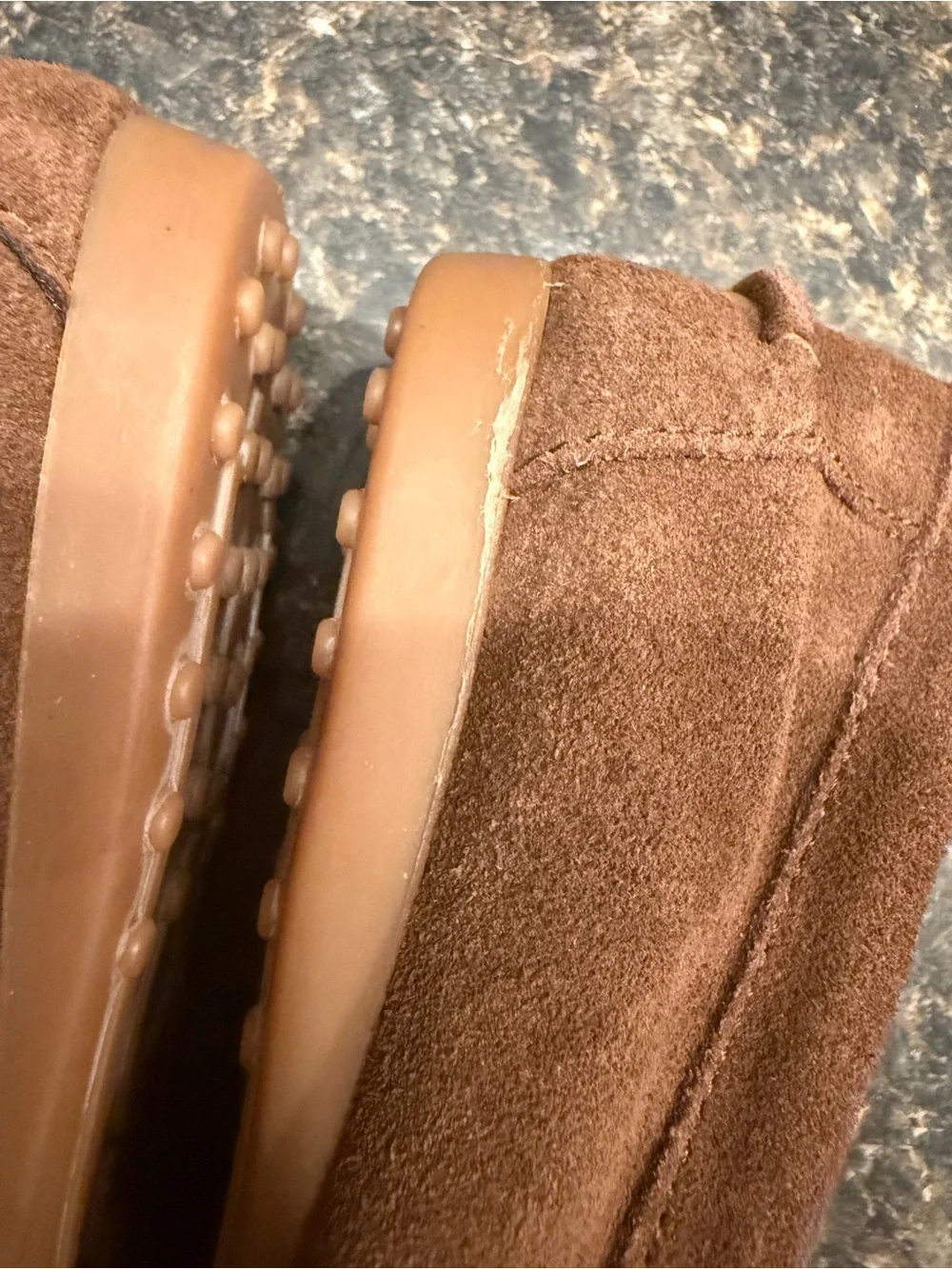 Coach Brown Suede Loafers with Gold Hardware